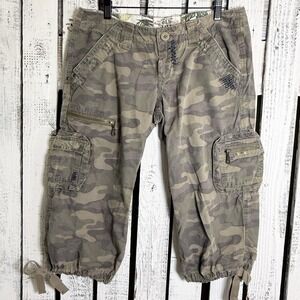 UNAVAILABLE  -Old Navy Y2K Camo Distressed Cargo Capris Ultra Low Rise Patchw